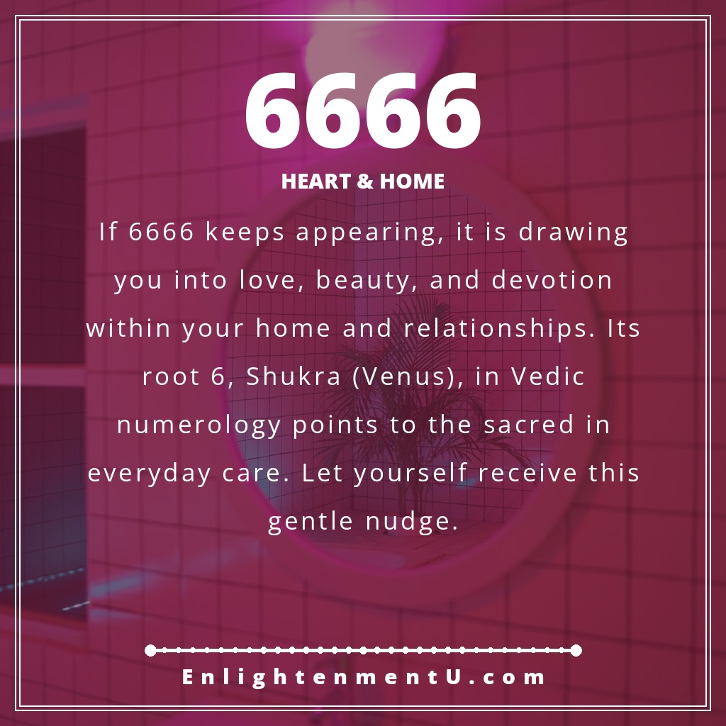 6666 angel number pin with the number 6666 over a warm home scene; text reads 'Heart & Home', meaning of seeing 6666 angel number