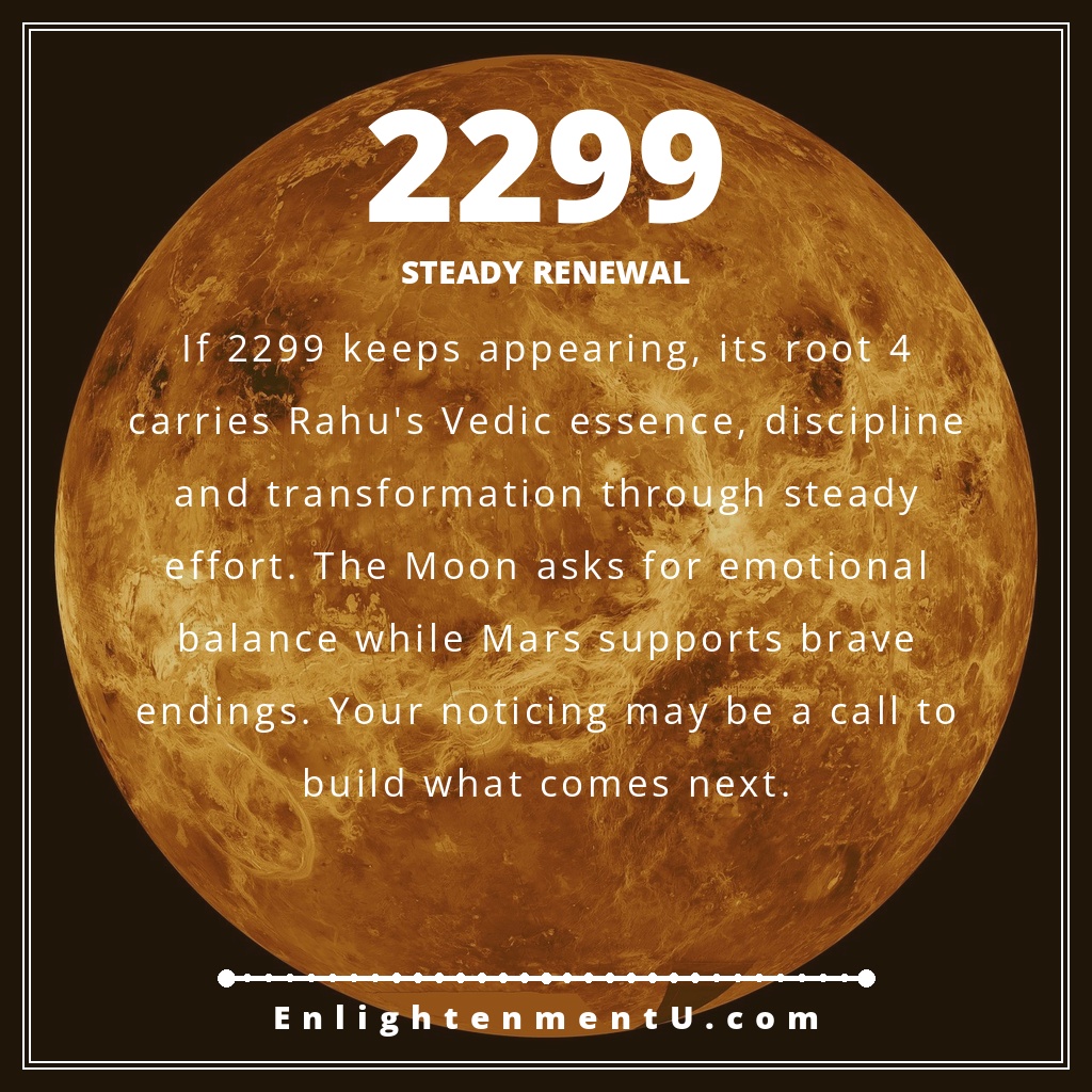 2299 angel number pin with the number 2299 over a calm home doorway and warm morning light. Text reads 'Steady Renewal', meaning of seeing 2299 angel number.