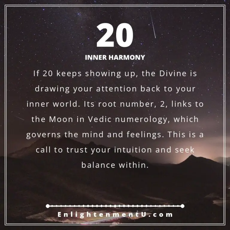 Read more about the article 20 Angel Number Meaning: Love, Twin Flame & Vedic Insight