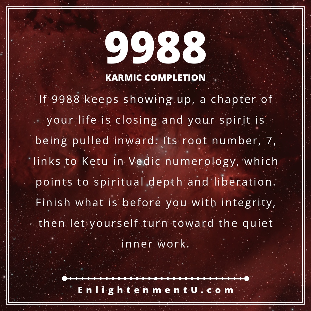 Meaning of seeing 9988 angel number