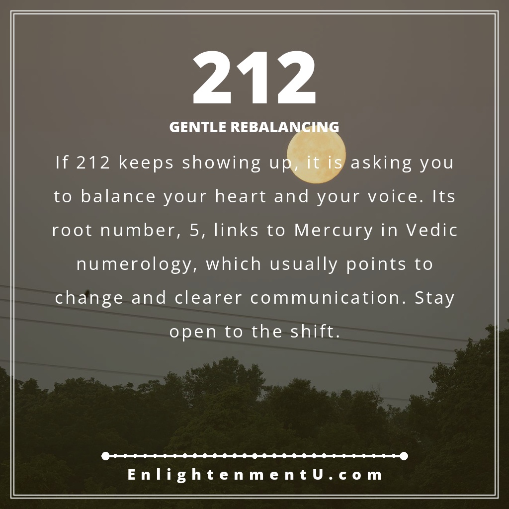 Meaning of seeing 212 angel number