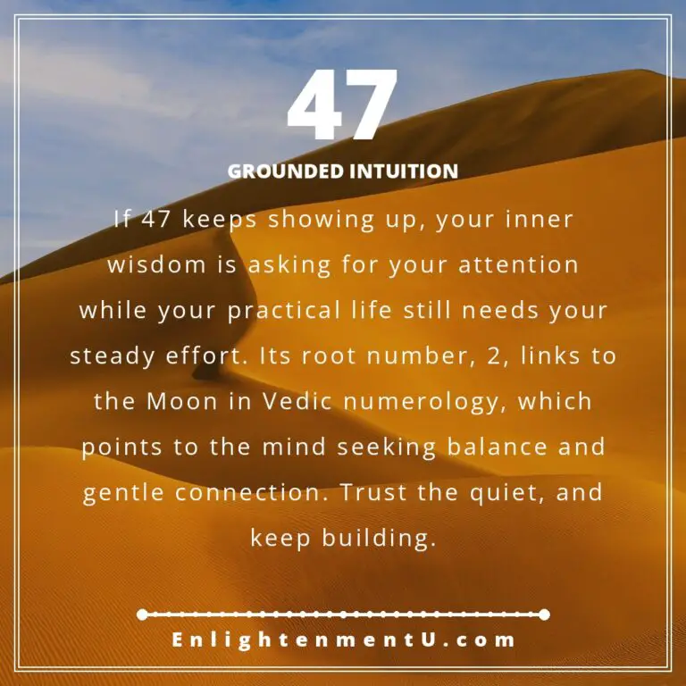 Read more about the article 47 Angel Number Meaning: Love, Money & Vedic Insight