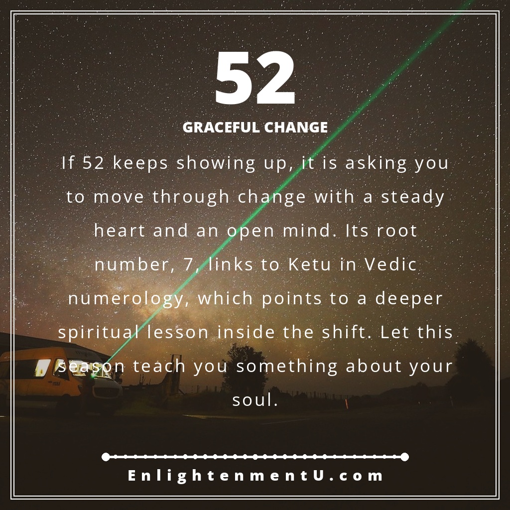 Meaning of seeing 52 angel number
