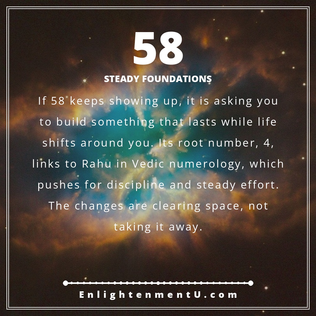 Meaning of seeing 58 angel number