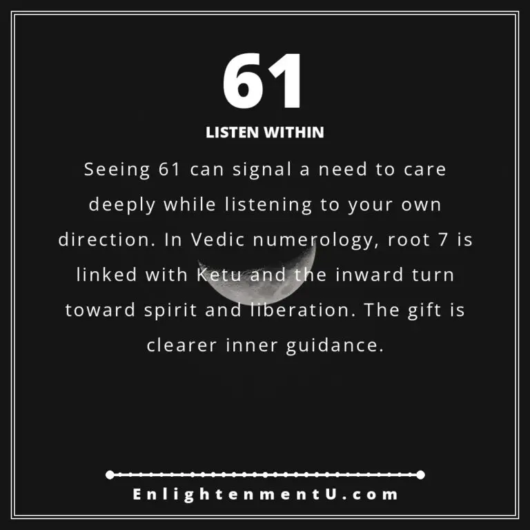 Read more about the article 61 Angel Number Meaning: Love, Money & Vedic Insight
