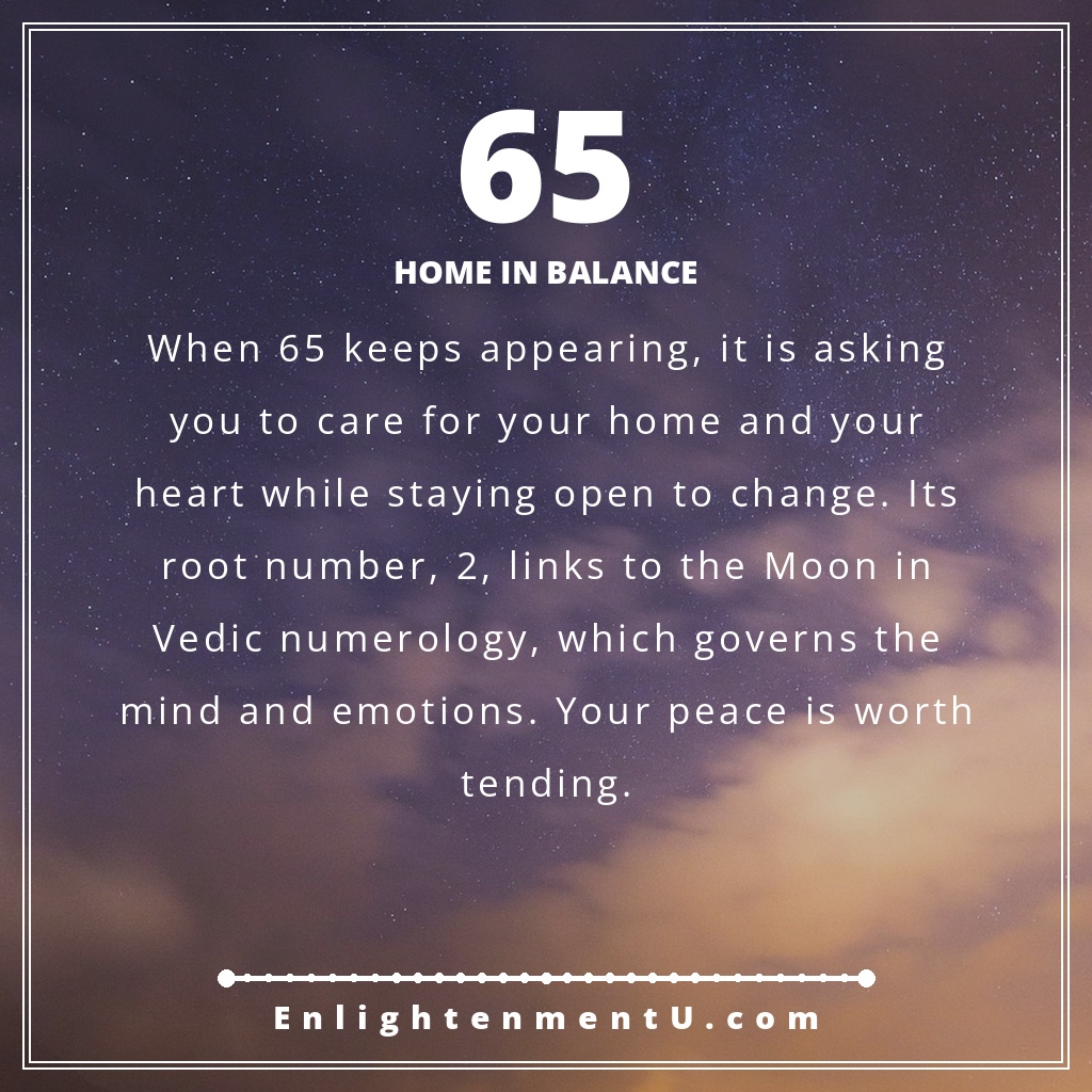Meaning of seeing 65 angel number