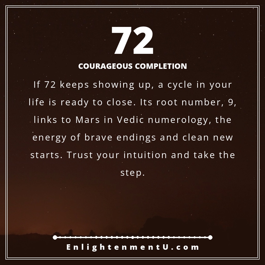 Meaning of seeing 72 angel number