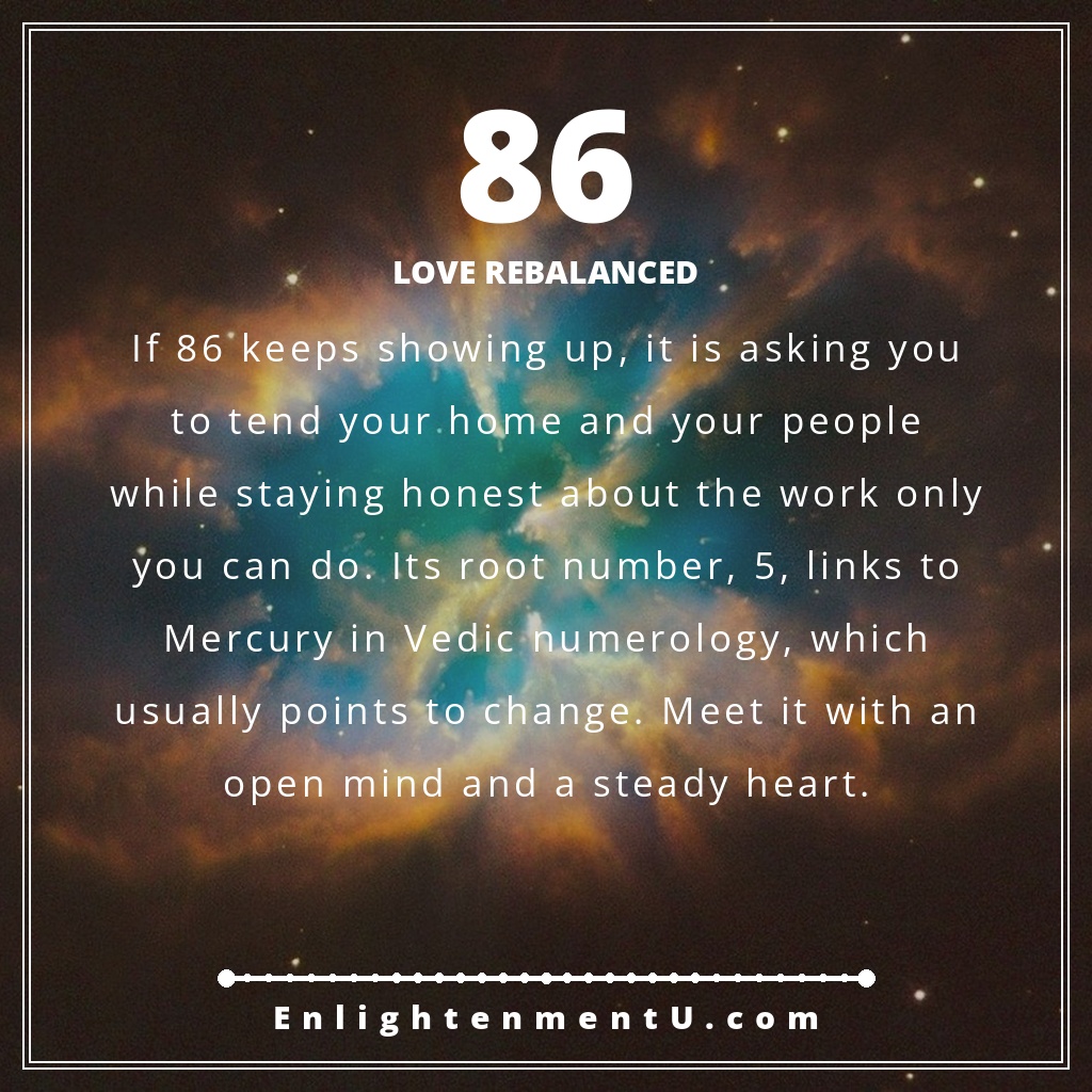 Meaning of seeing 86 angel number