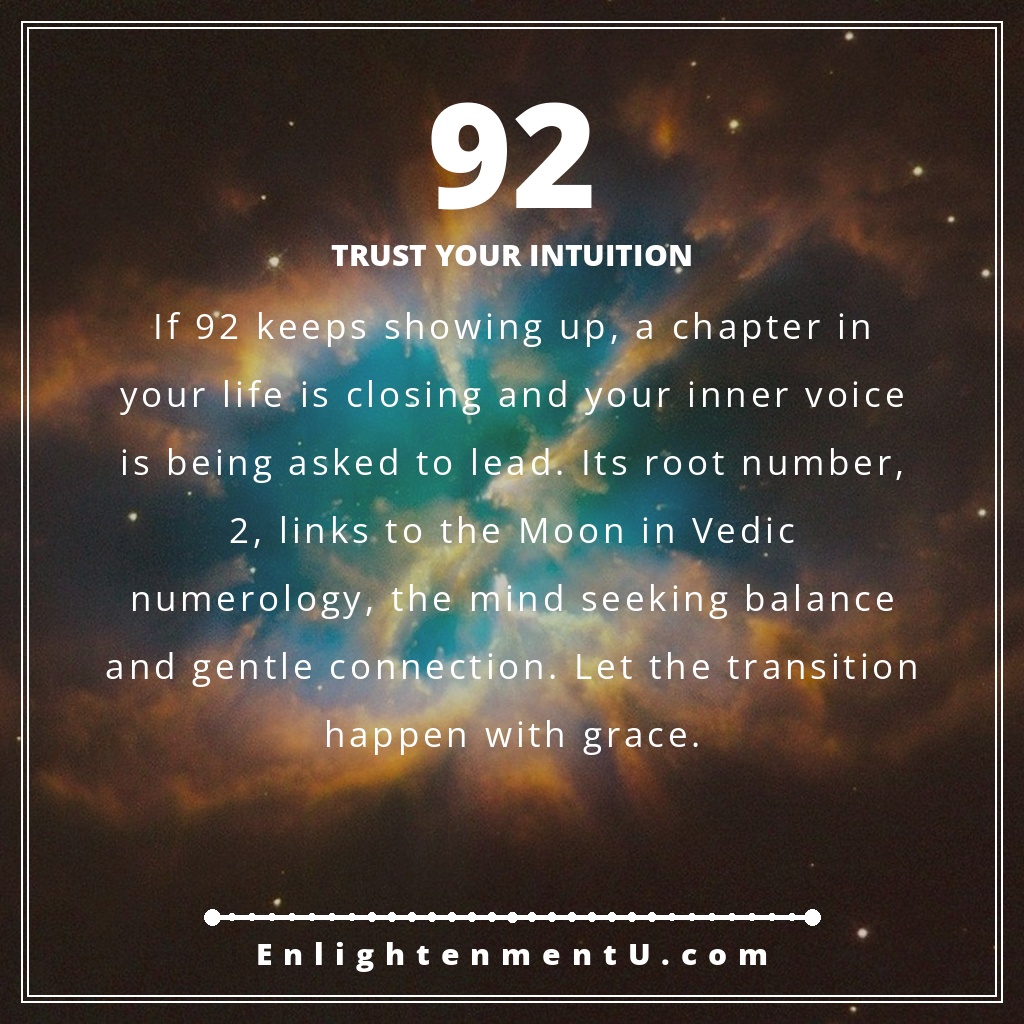 Meaning of seeing 92 angel number